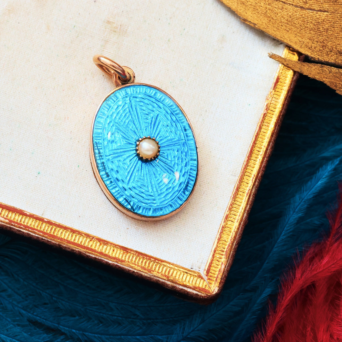 Antique Swiss Guilloche Enamel & Wild Pearl Locket