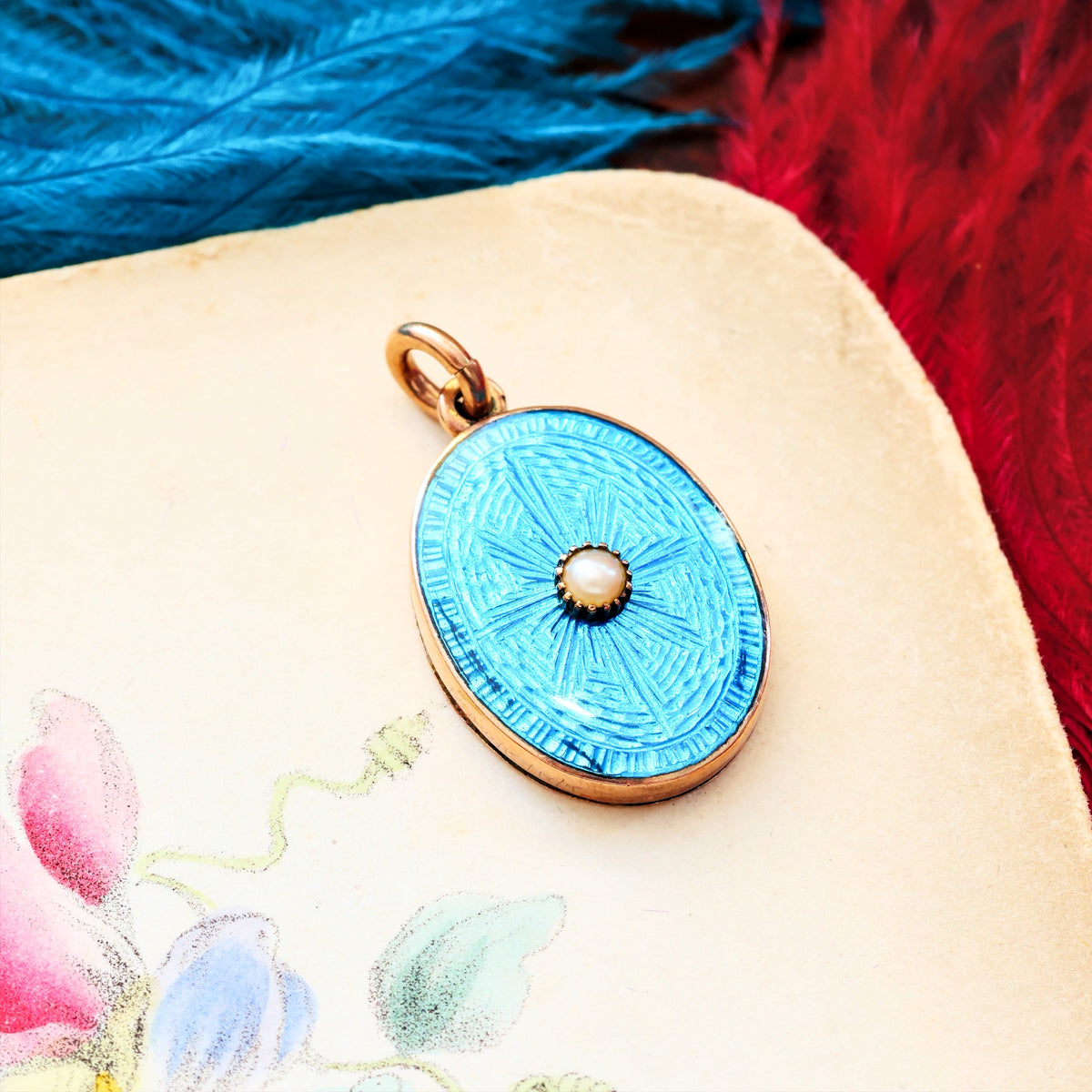 Antique Swiss Guilloche Enamel & Wild Pearl Locket