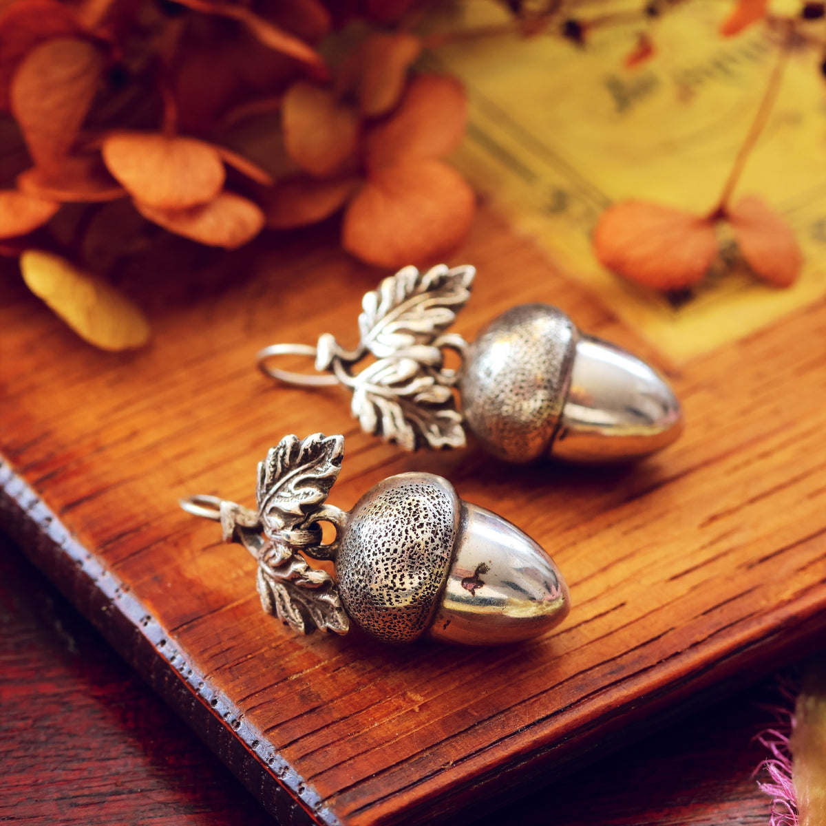 Adorable Victorian Silver Acorn Earrings