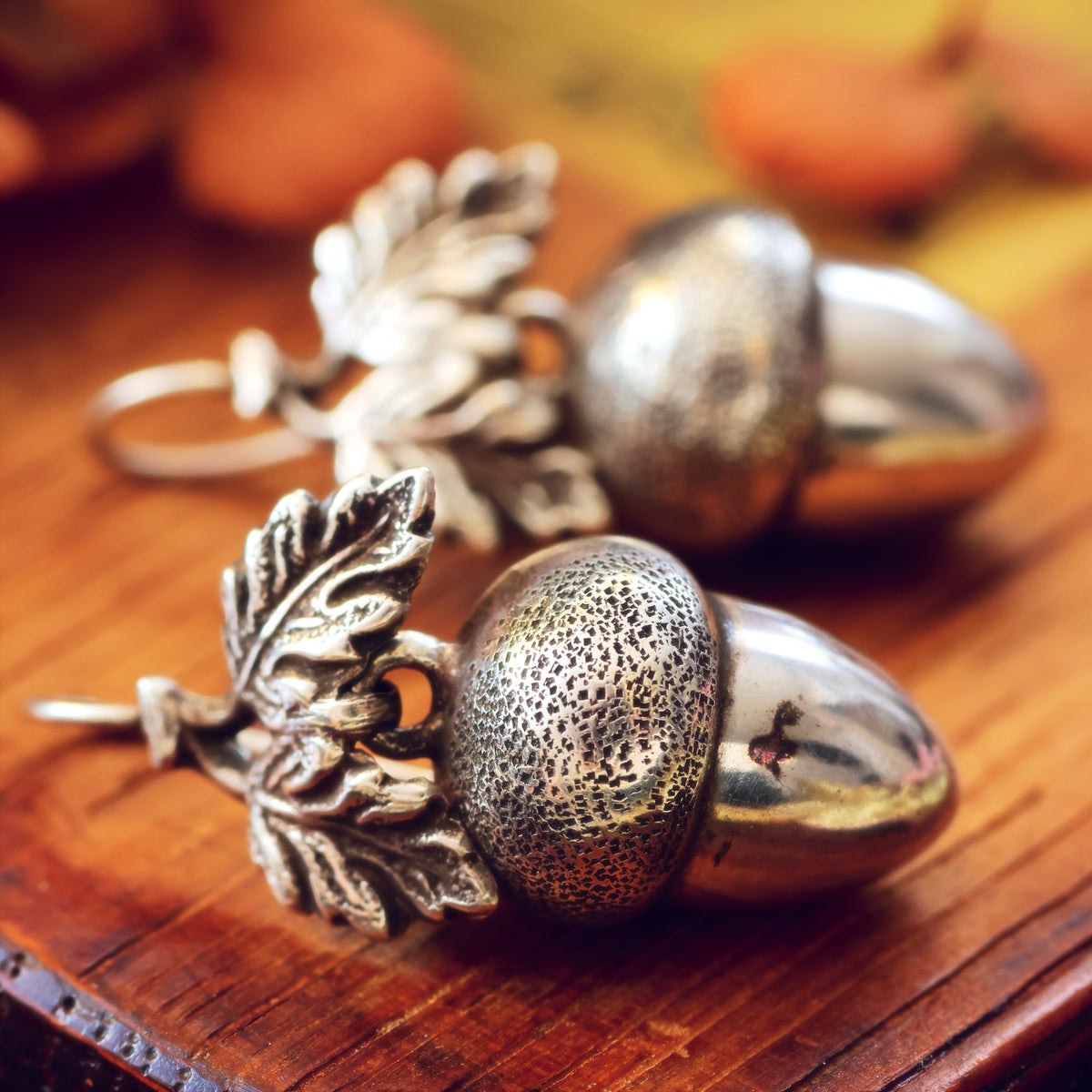 Adorable Victorian Silver Acorn Earrings