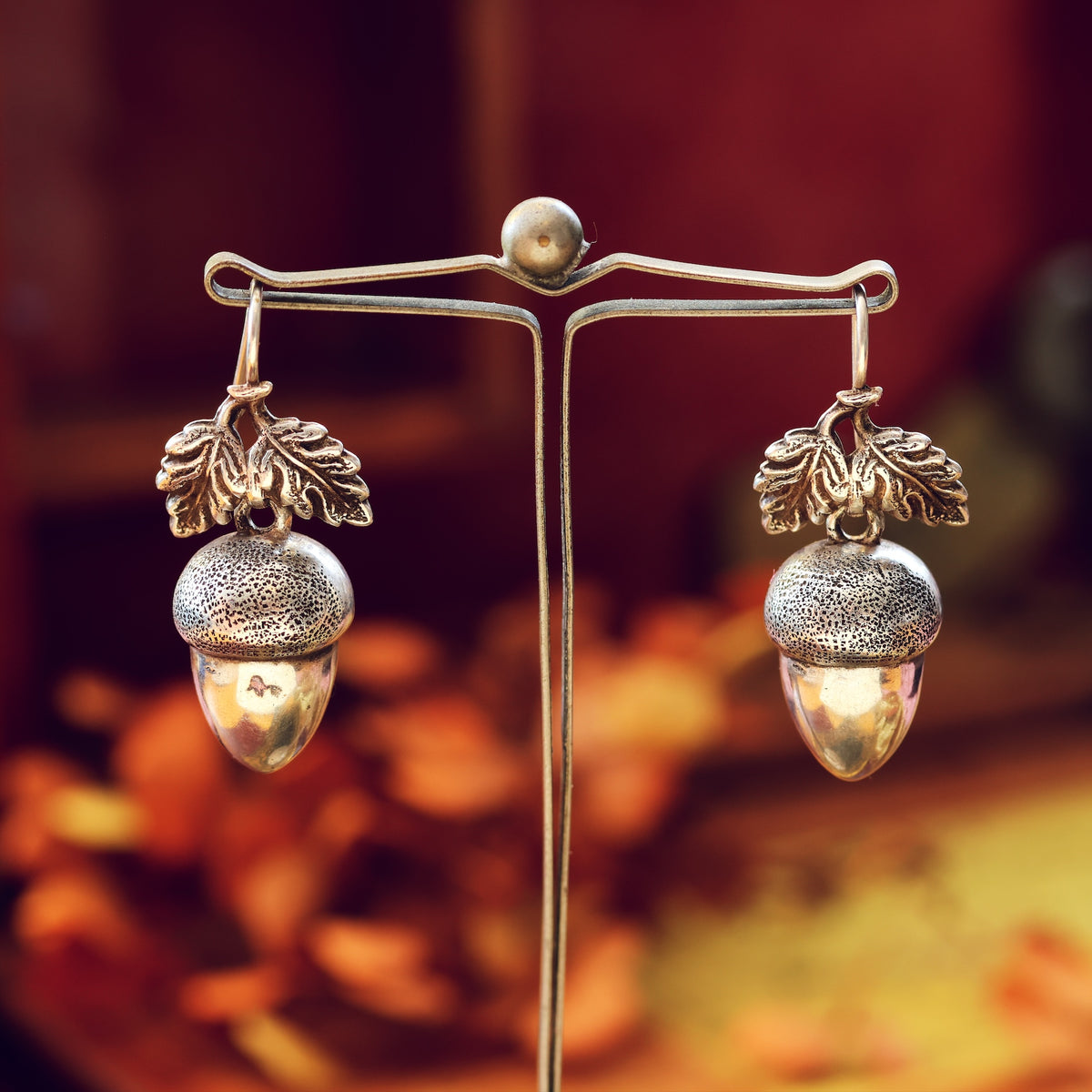 Adorable Victorian Silver Acorn Earrings