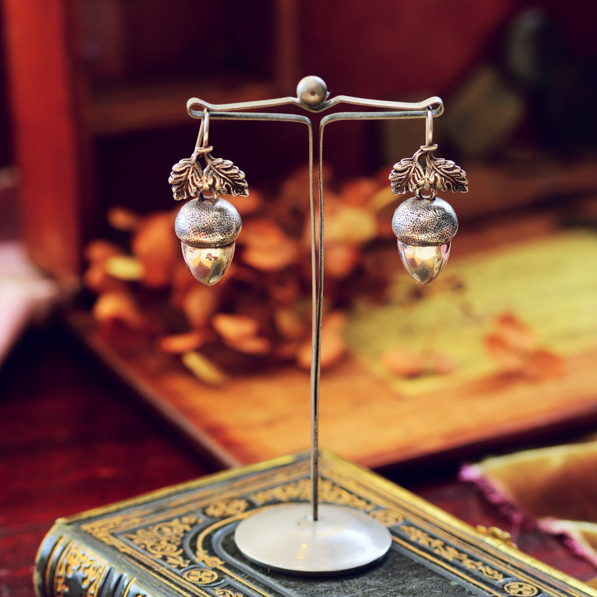 Adorable Victorian Silver Acorn Earrings