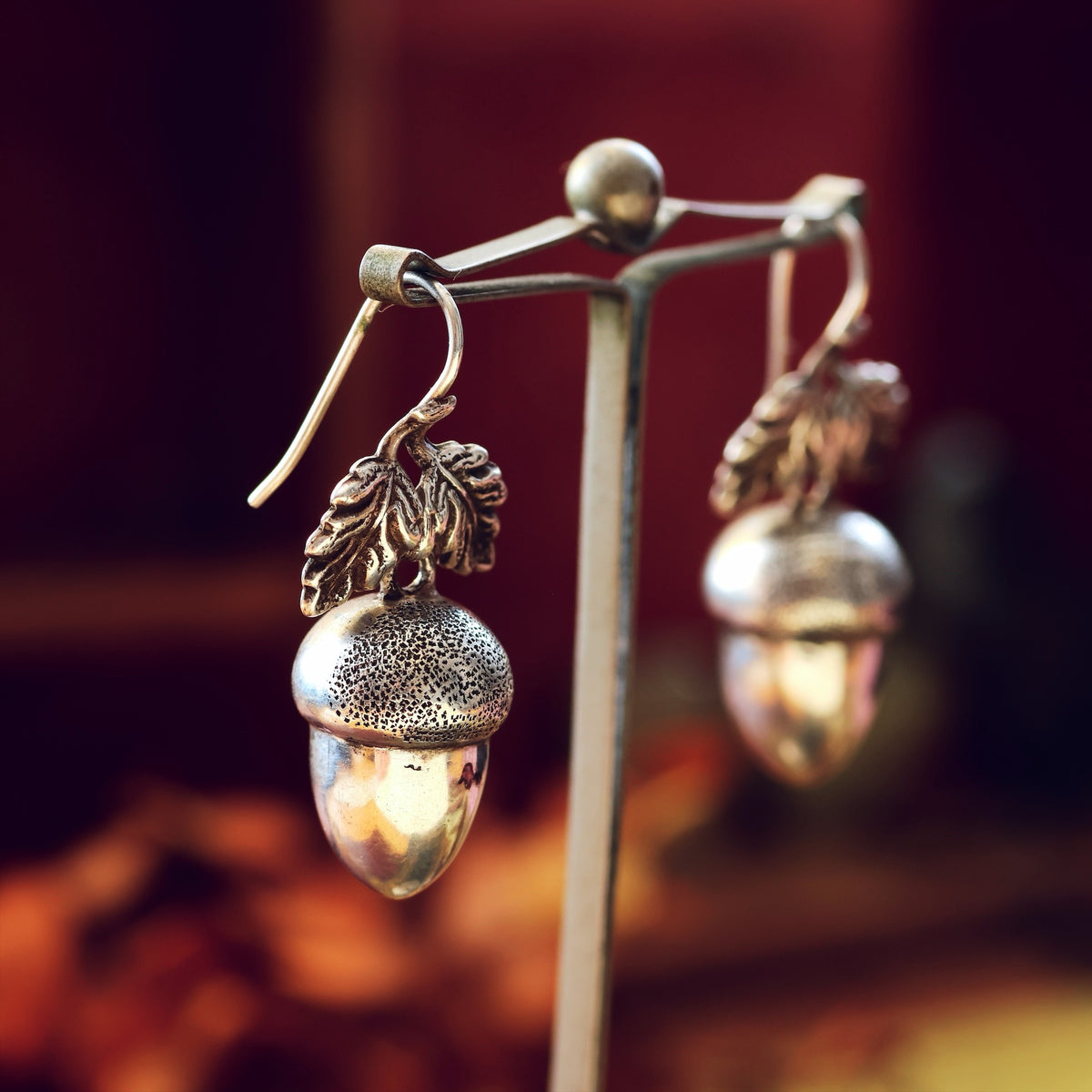 Adorable Victorian Silver Acorn Earrings