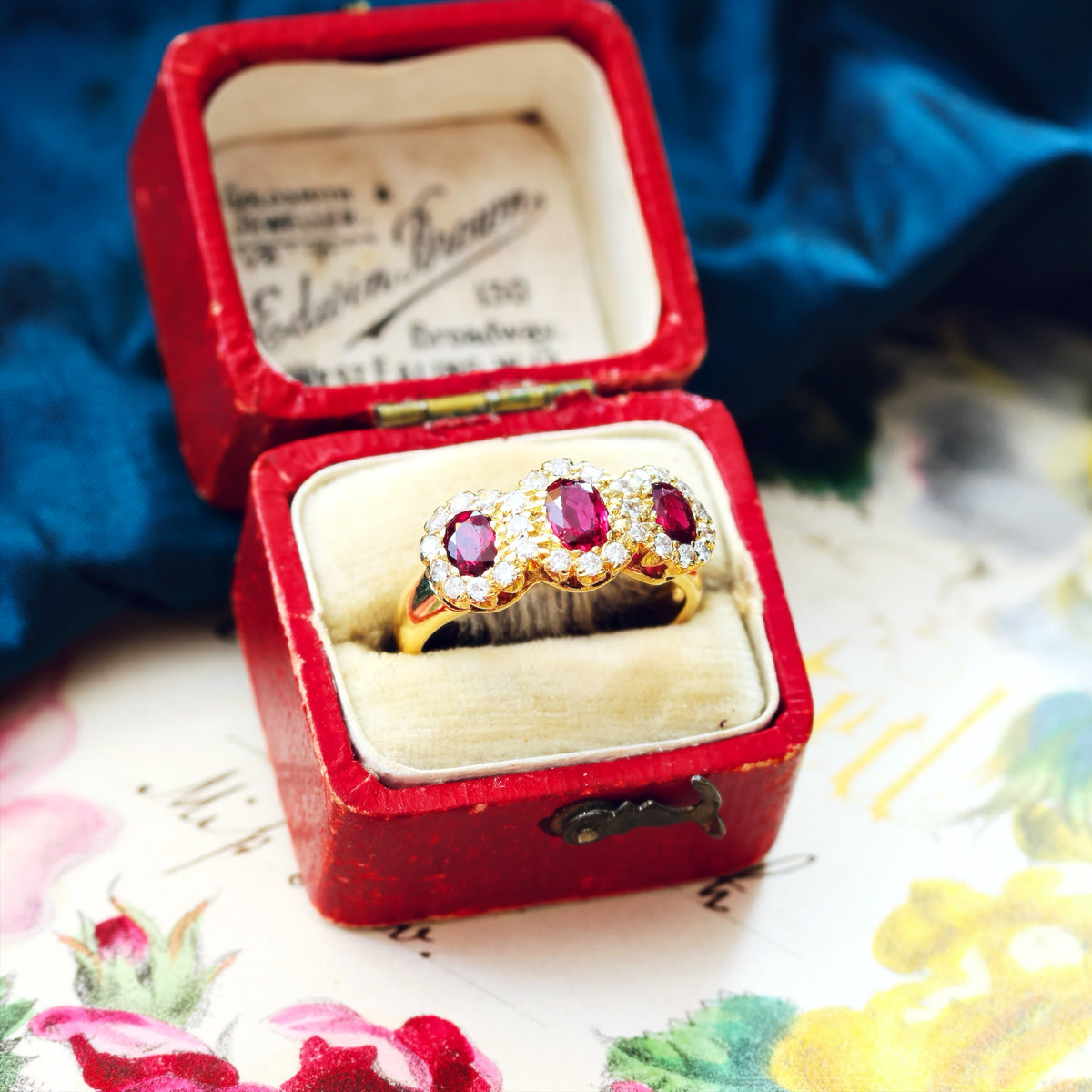 Ravishing Date 1986 Ruby & Diamond Cluster Ring