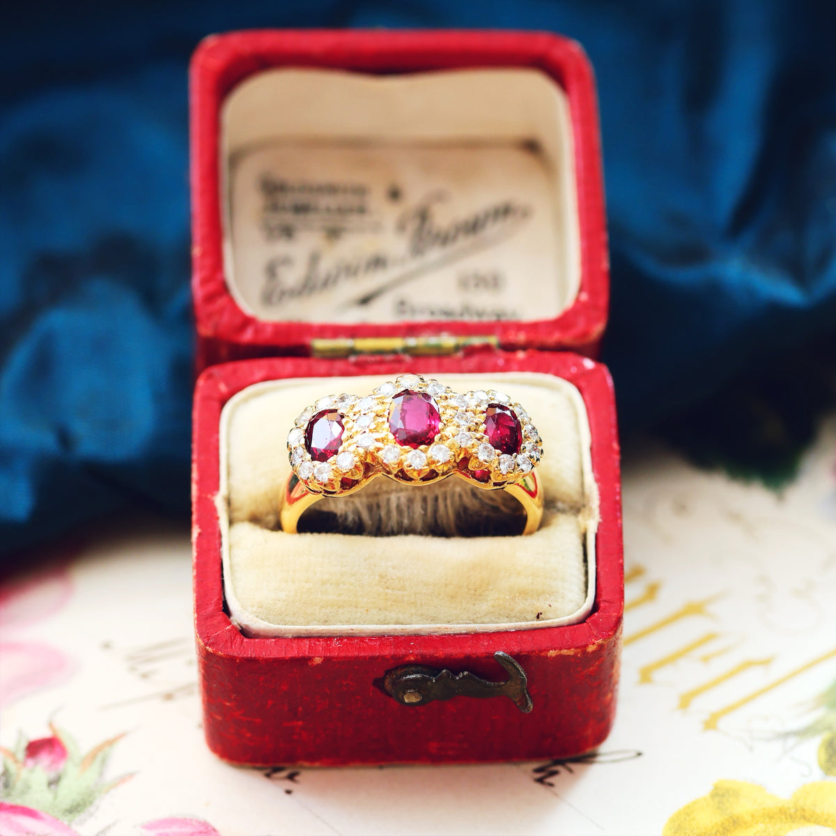 Ravishing Date 1986 Ruby & Diamond Cluster Ring