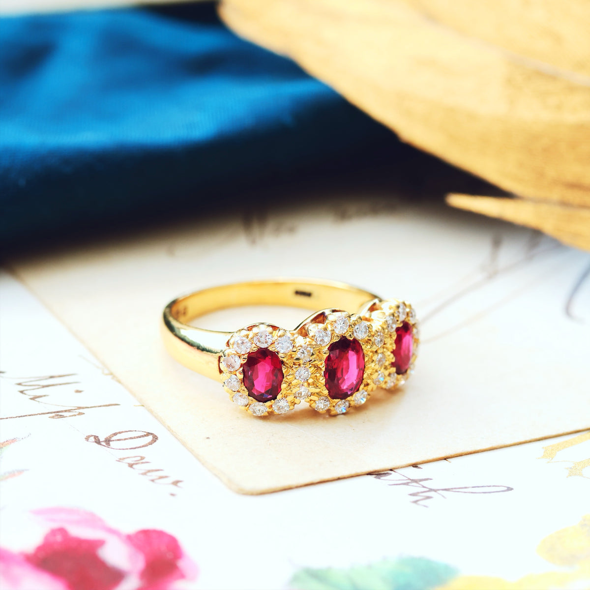 Ravishing Date 1986 Ruby & Diamond Cluster Ring