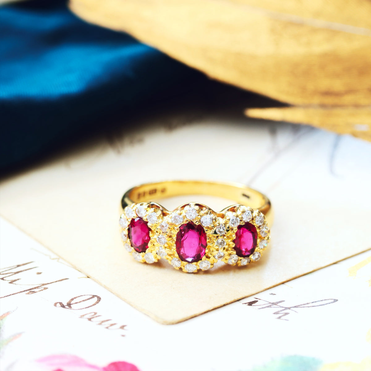 Ravishing Date 1986 Ruby & Diamond Cluster Ring