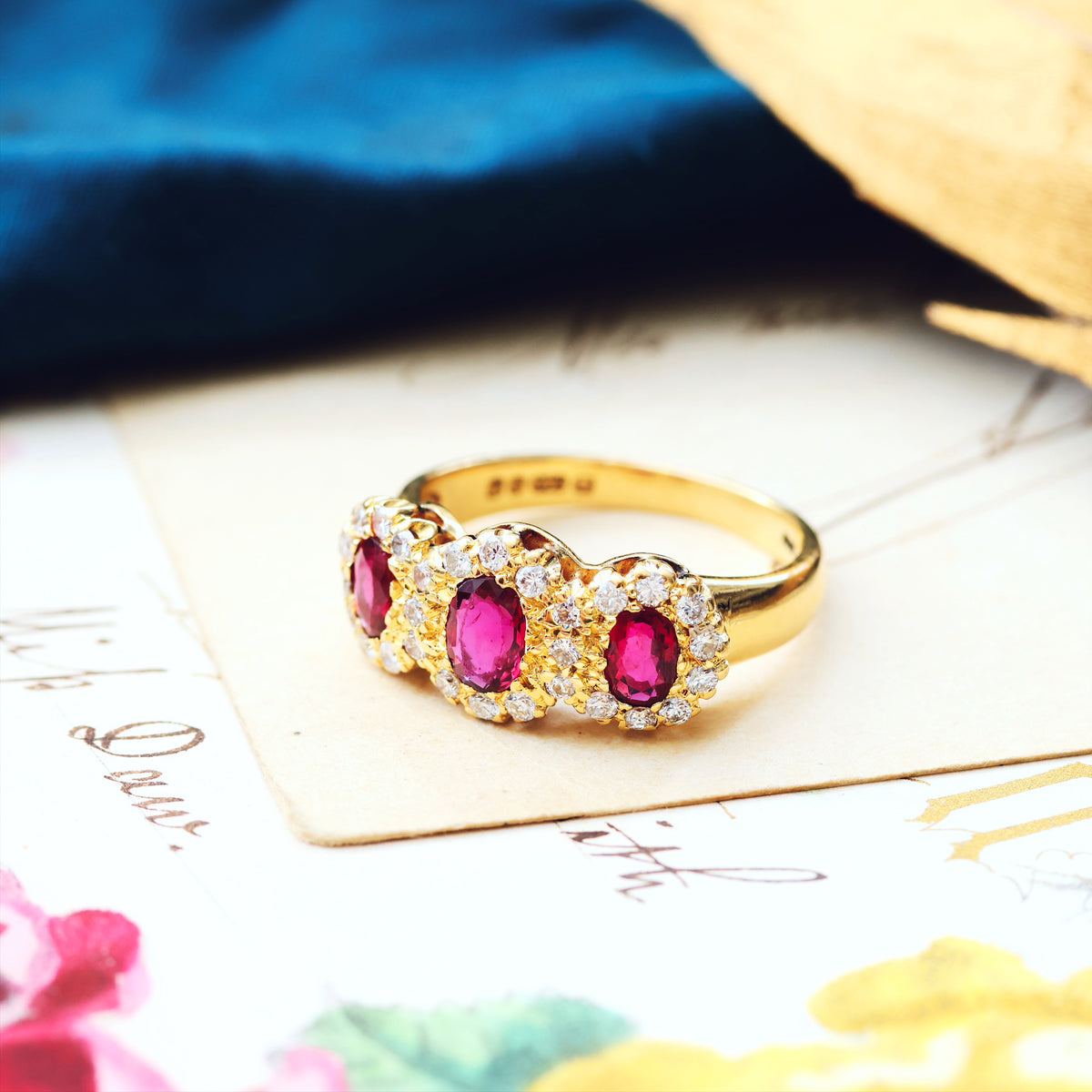 Ravishing Date 1986 Ruby & Diamond Cluster Ring
