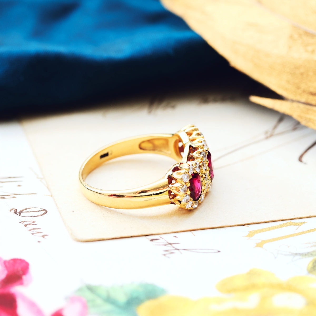 Ravishing Date 1986 Ruby & Diamond Cluster Ring