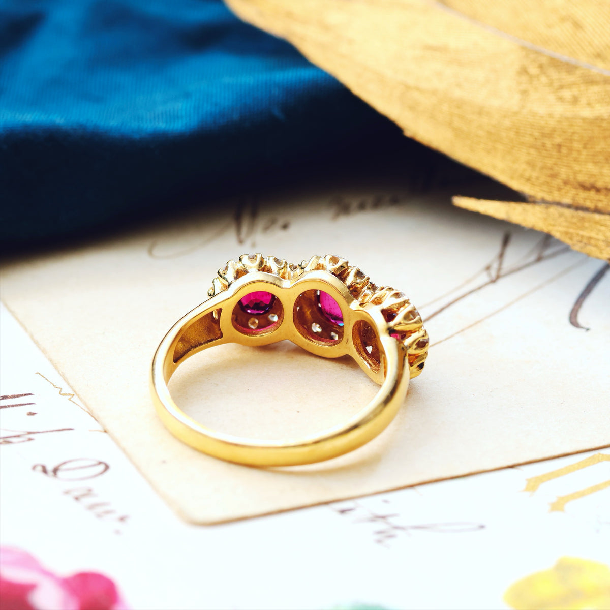 Ravishing Date 1986 Ruby & Diamond Cluster Ring