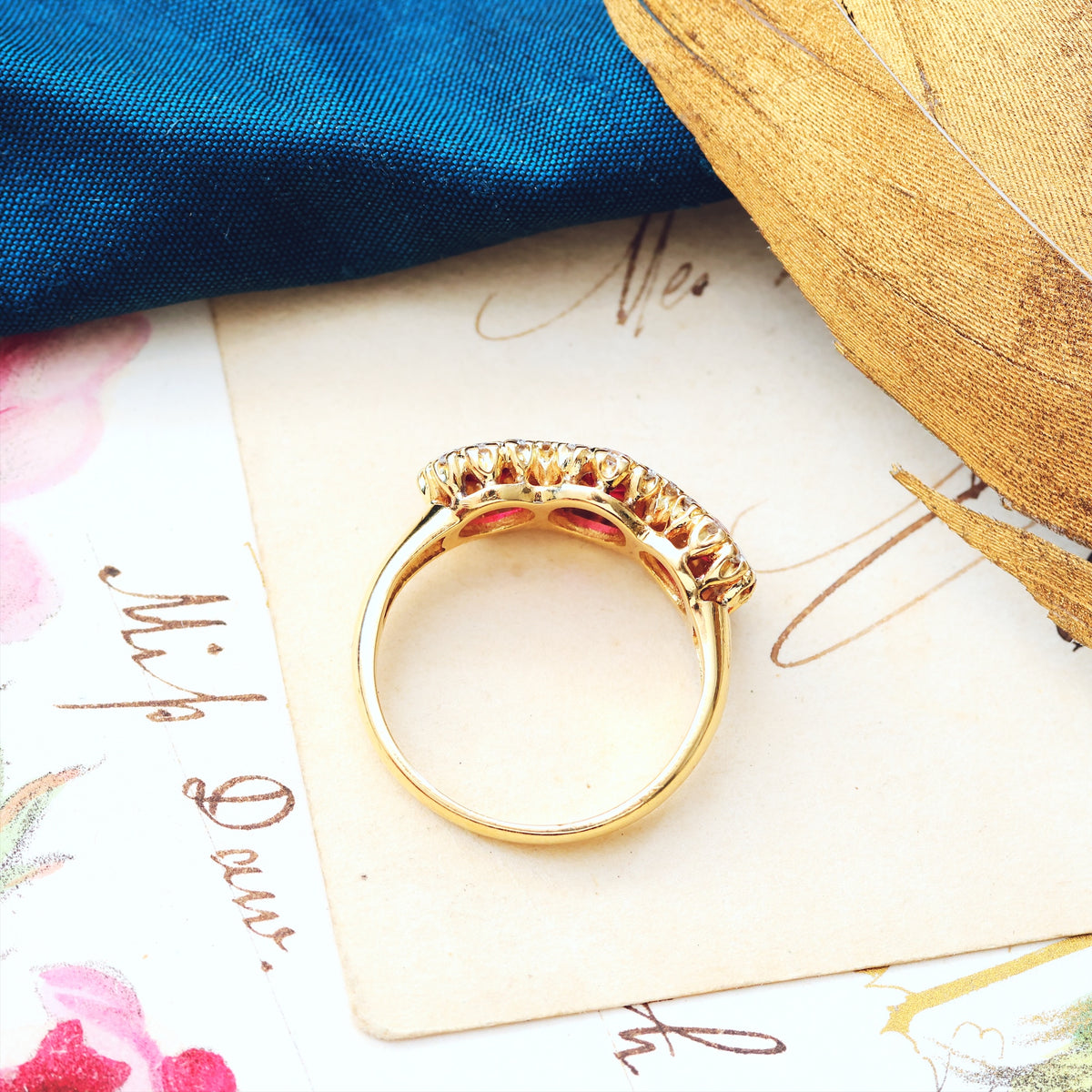 Ravishing Date 1986 Ruby & Diamond Cluster Ring