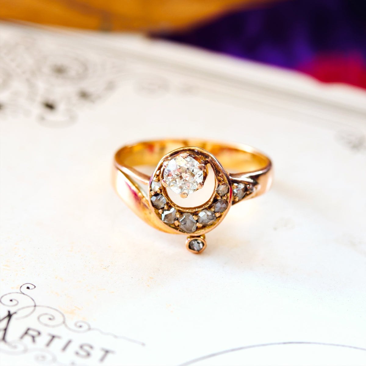 Bewitching Vintage Diamond Crescent Moon Ring