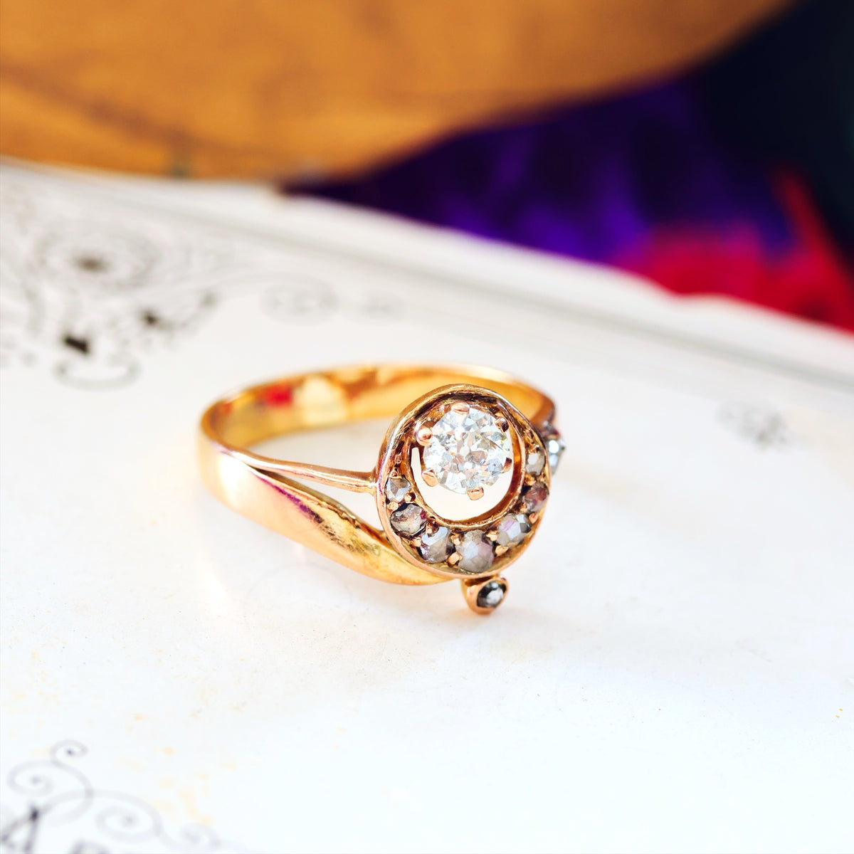 Bewitching Vintage Diamond Crescent Moon Ring