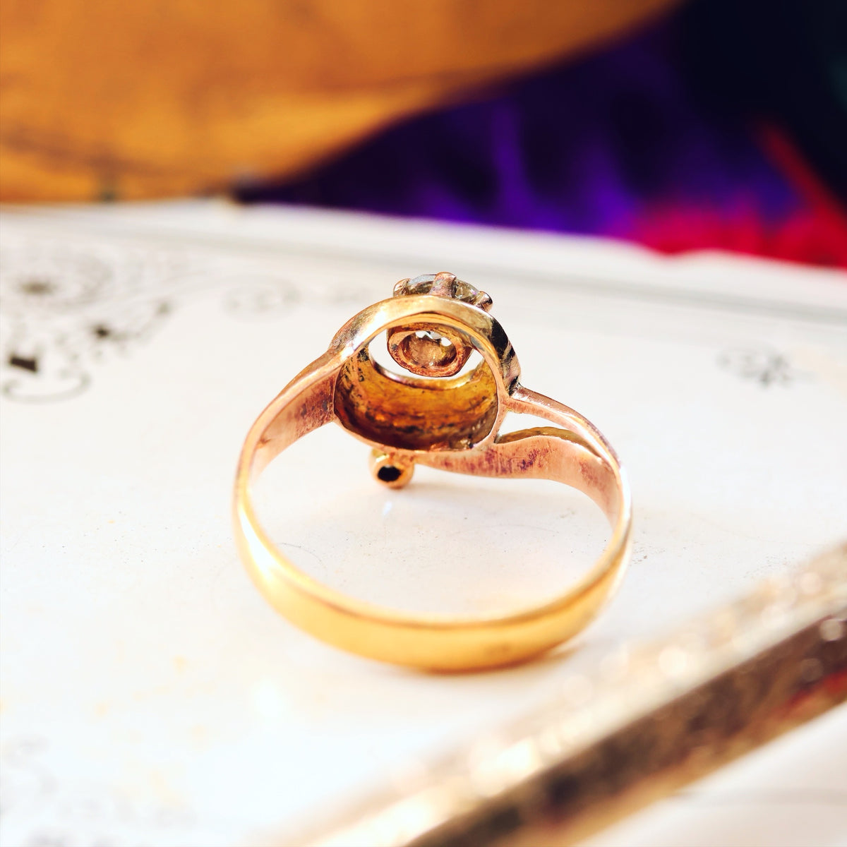 Bewitching Vintage Diamond Crescent Moon Ring