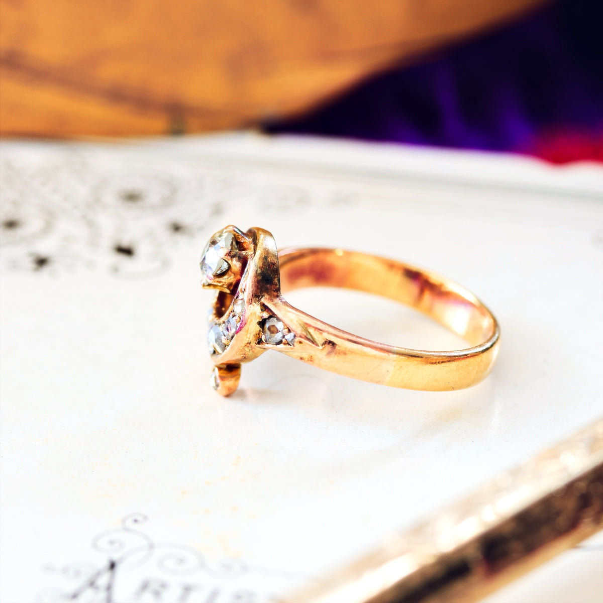 Bewitching Vintage Diamond Crescent Moon Ring