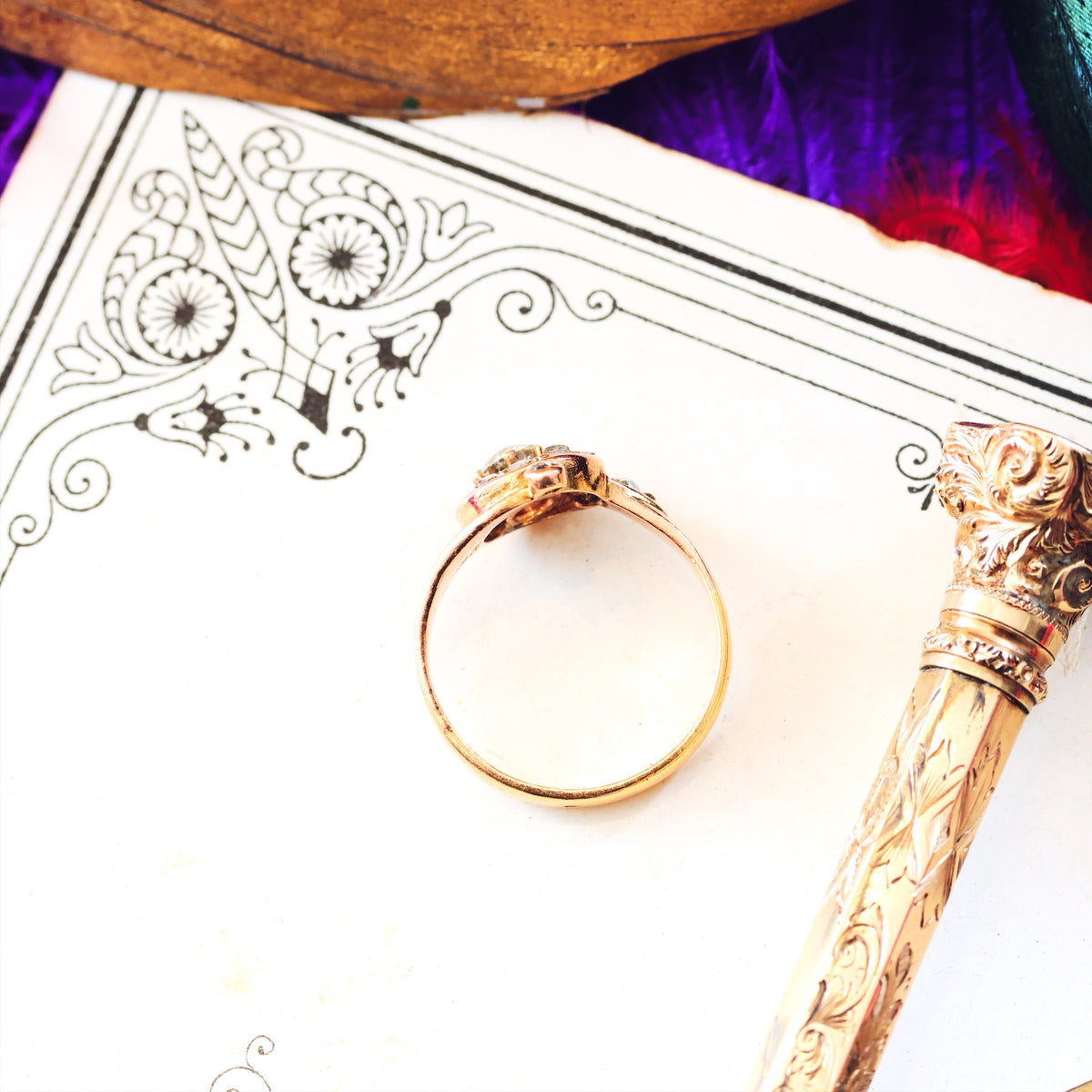 Bewitching Vintage Diamond Crescent Moon Ring