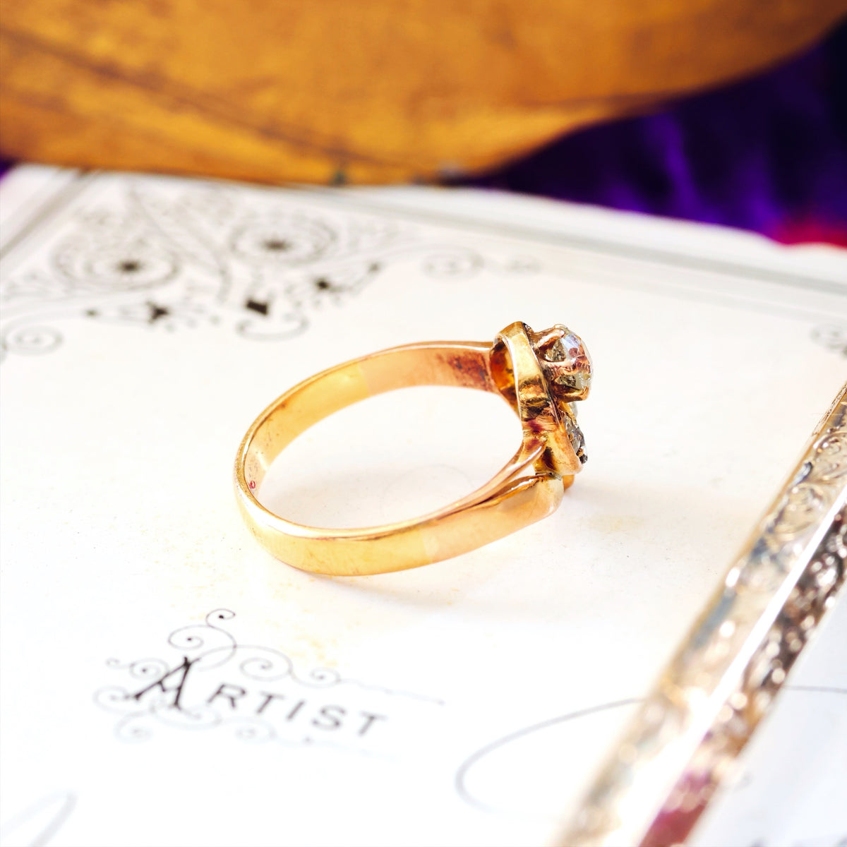Bewitching Vintage Diamond Crescent Moon Ring