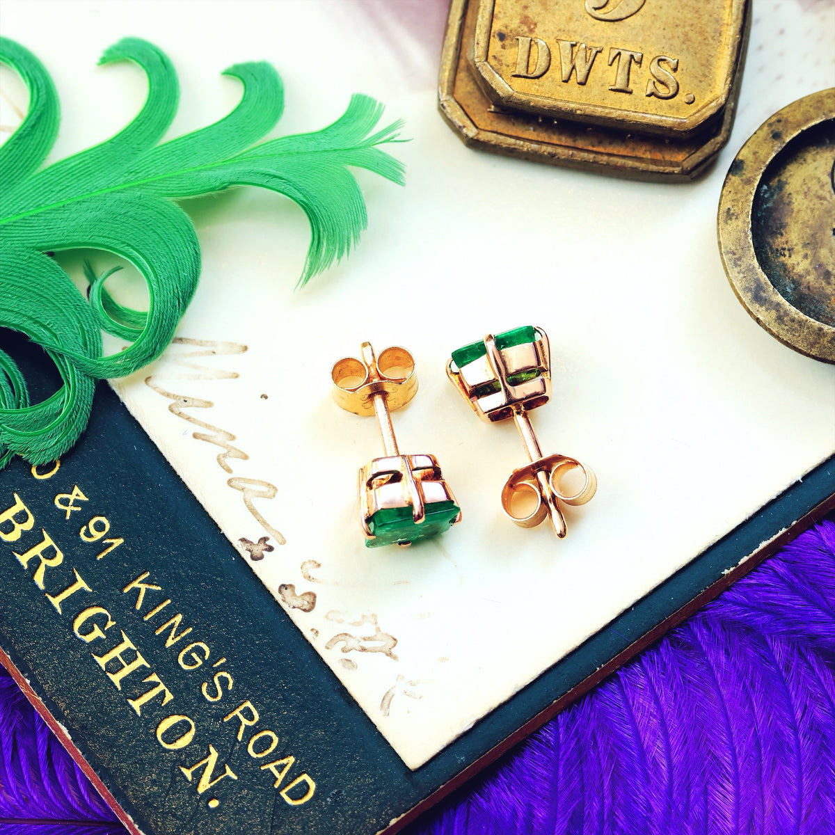 Vibrant Emerald Stud Earrings