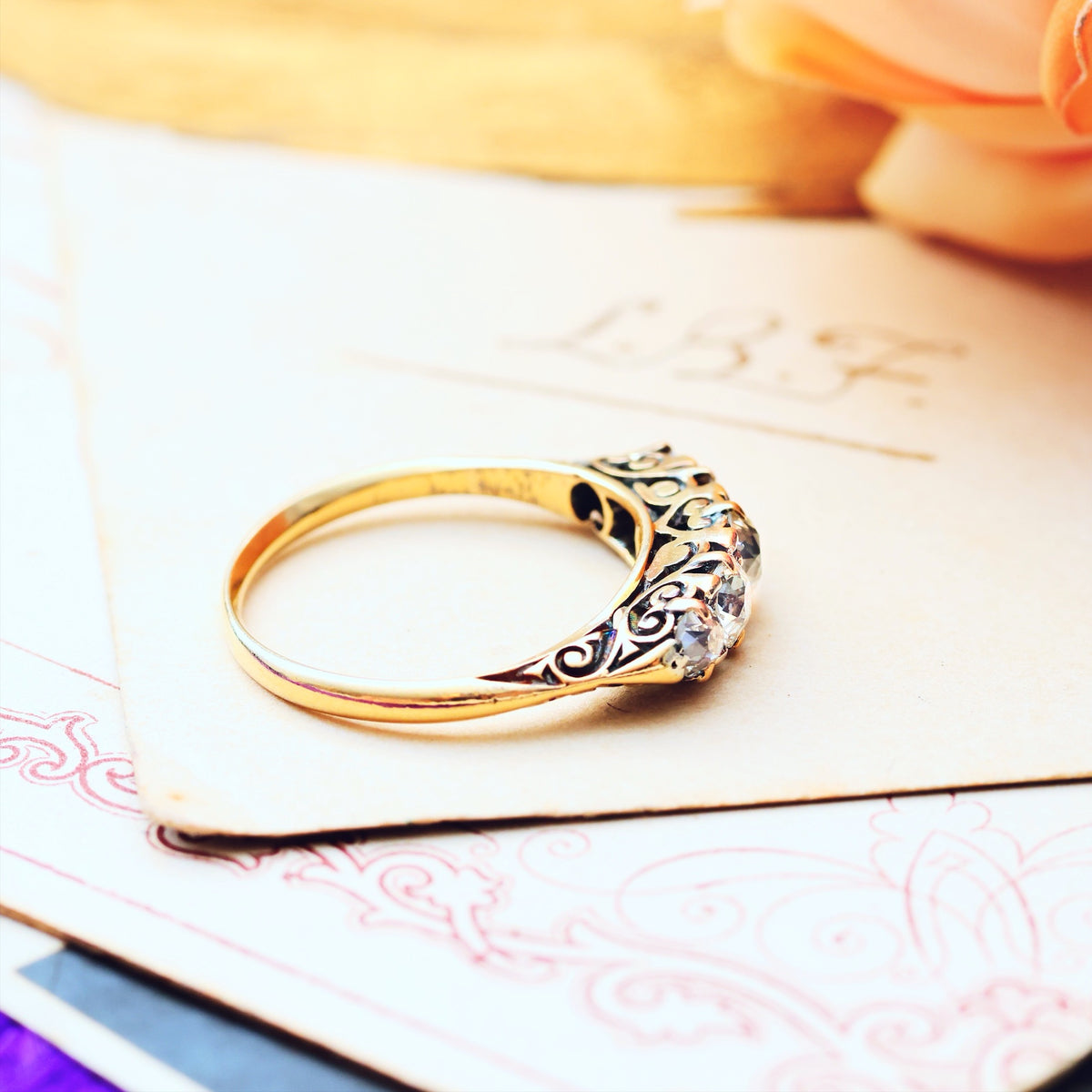 Late Victorian Hand Cut Diamond Engagement Ring