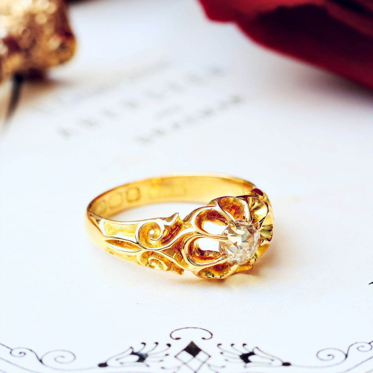 Date 1895 Gothic Revivalist Diamond Engagement Ring