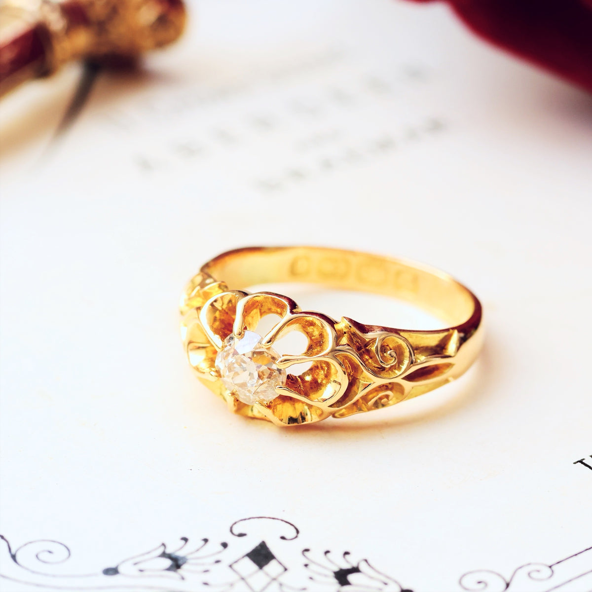 Date 1895 Gothic Revivalist Diamond Engagement Ring