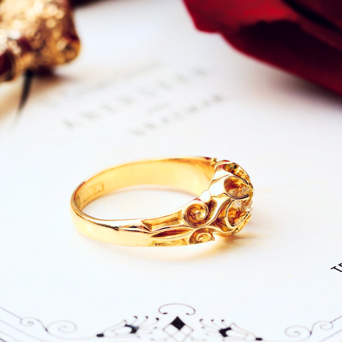 Date 1895 Gothic Revivalist Diamond Engagement Ring