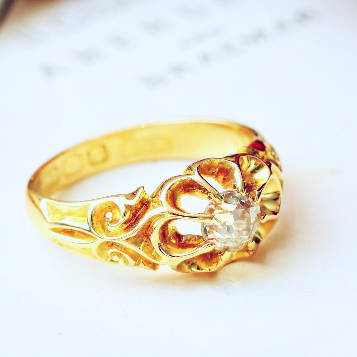 Date 1895 Gothic Revivalist Diamond Engagement Ring