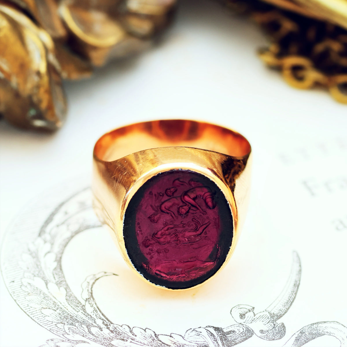 Vintage Recycled Romanesque Intaglio Ring