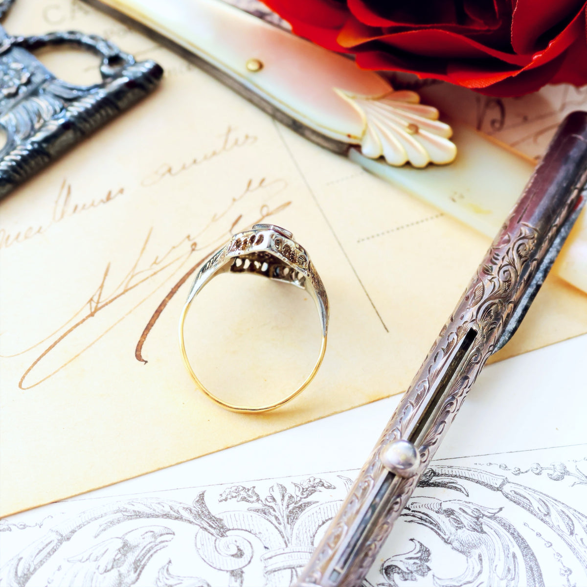 A Dramatic Vintage Filigree Diamond Dress Ring