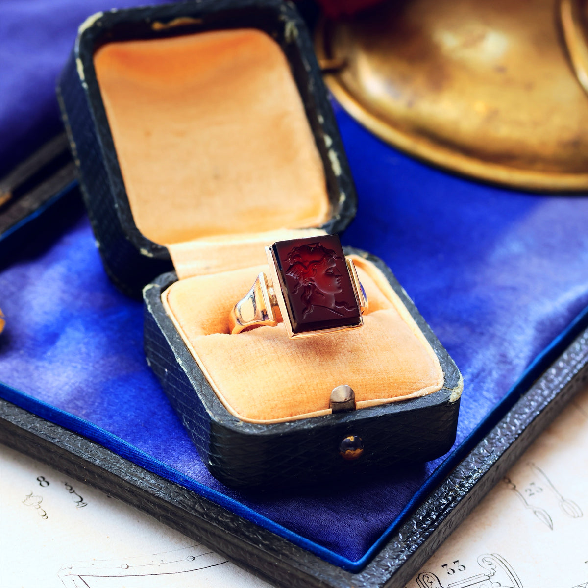 Antique Carnelian 'Janus' Intaglio Signet Ring