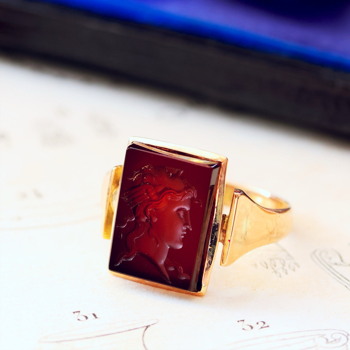 Antique Carnelian 'Janus' Intaglio Signet Ring