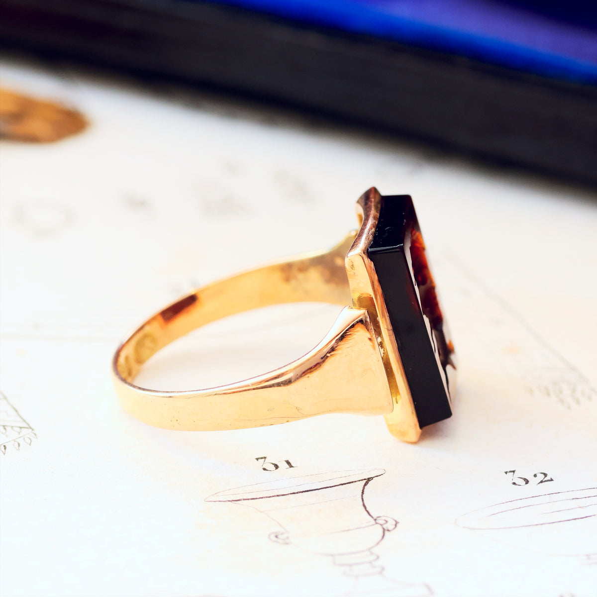 Antique Carnelian 'Janus' Intaglio Signet Ring
