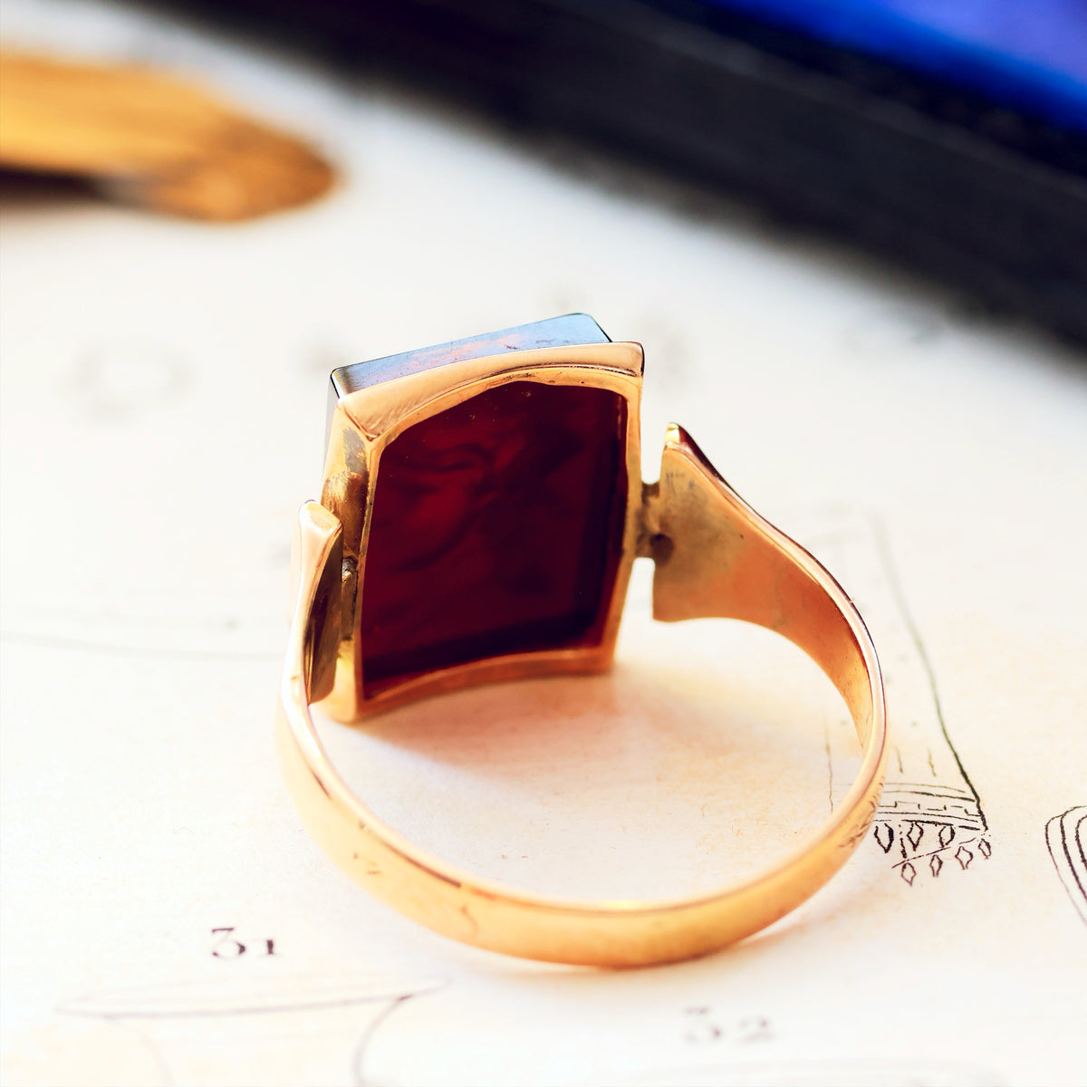Antique Carnelian 'Janus' Intaglio Signet Ring