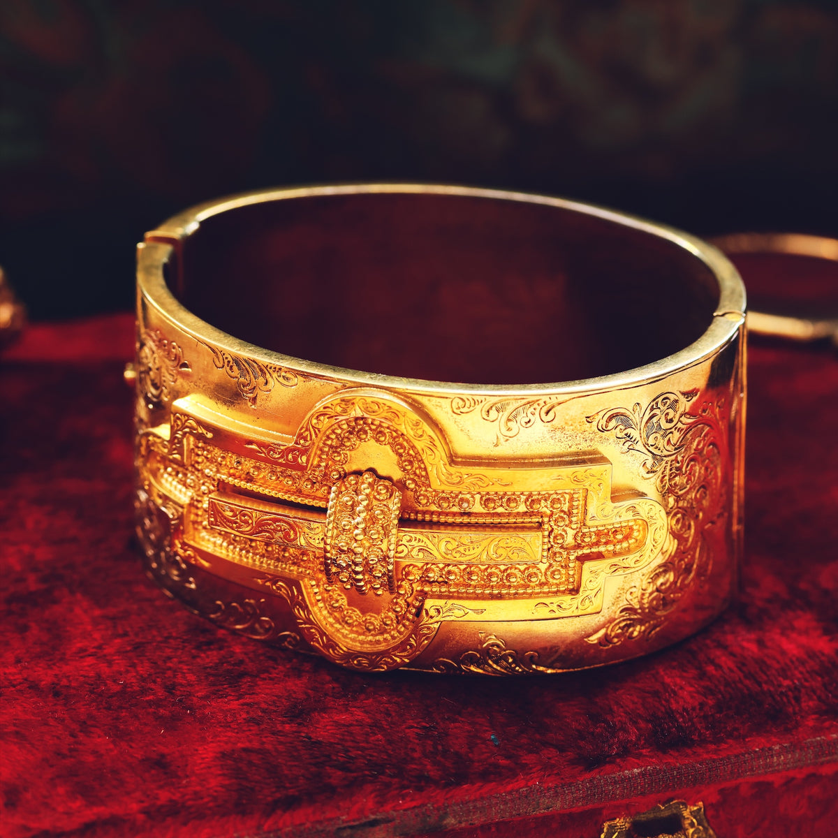 Antique Silver Gilt Archaeological Revivalist Bangle