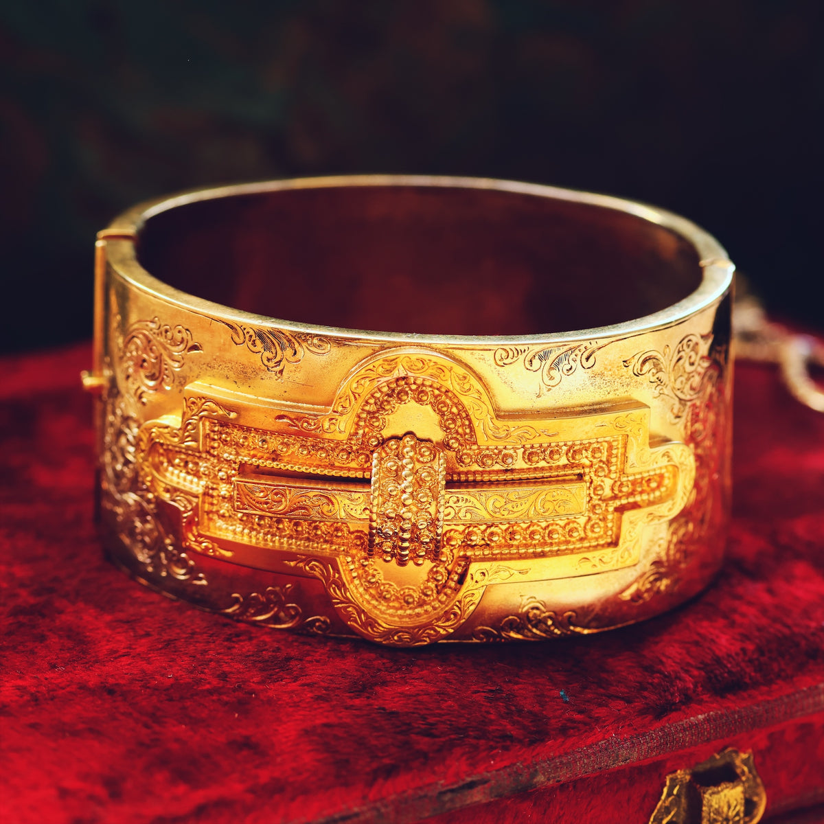 Antique Silver Gilt Archaeological Revivalist Bangle