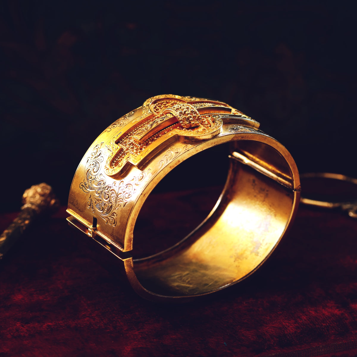 Antique Silver Gilt Archaeological Revivalist Bangle