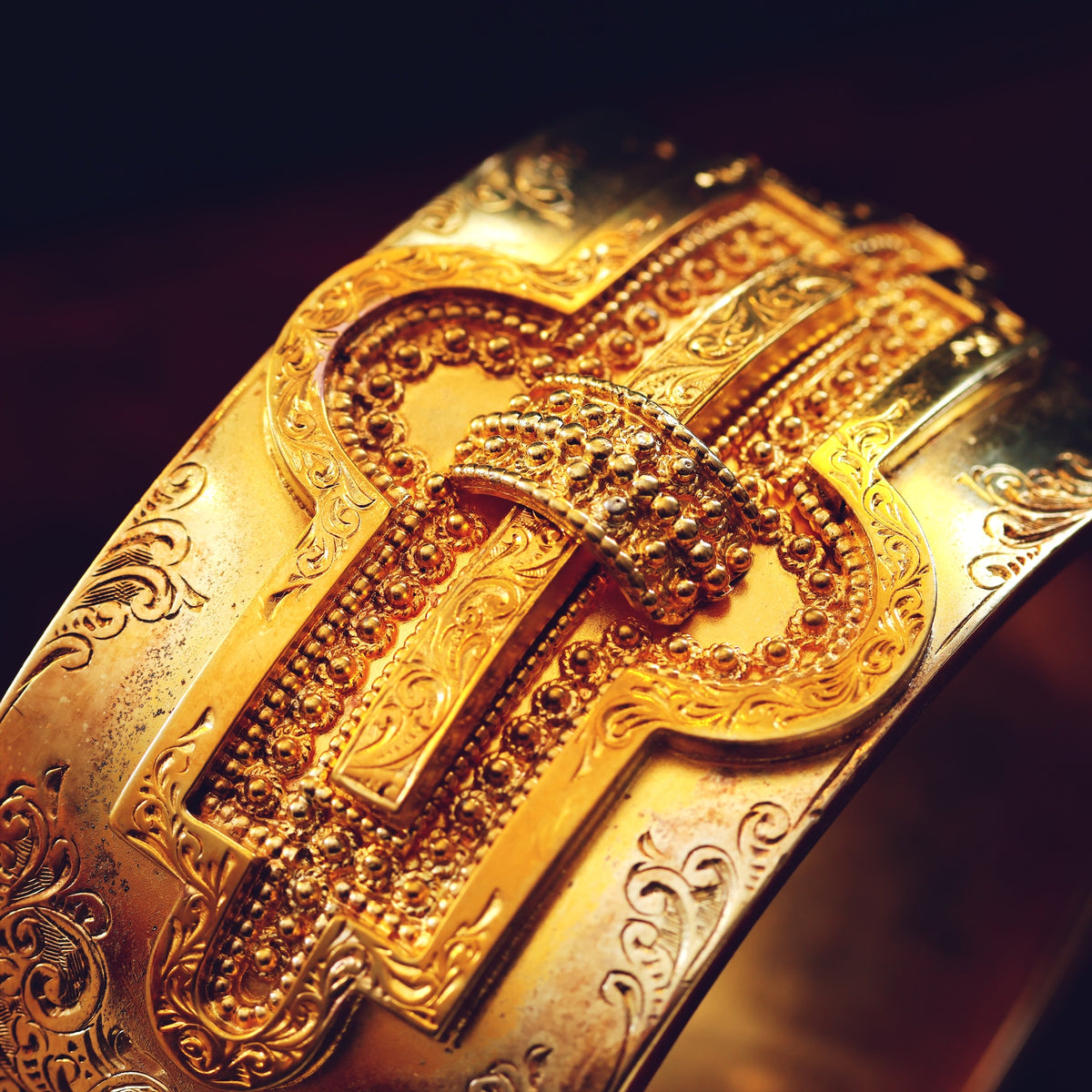 Antique Silver Gilt Archaeological Revivalist Bangle