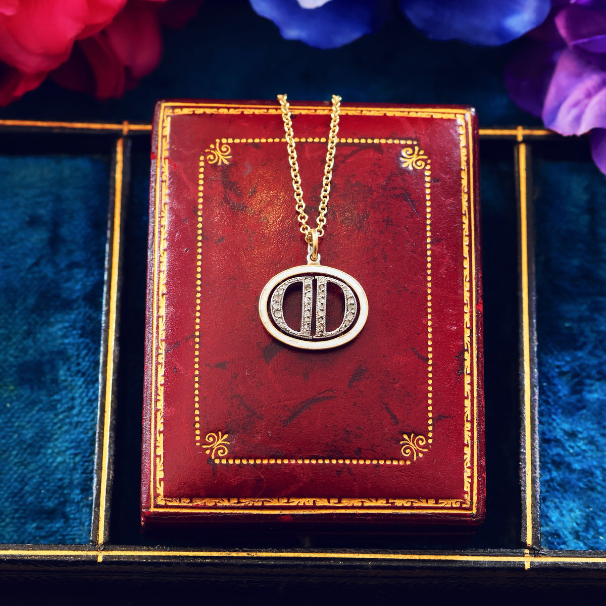 Vintage Diamond set 'D.D' Initial Necklace