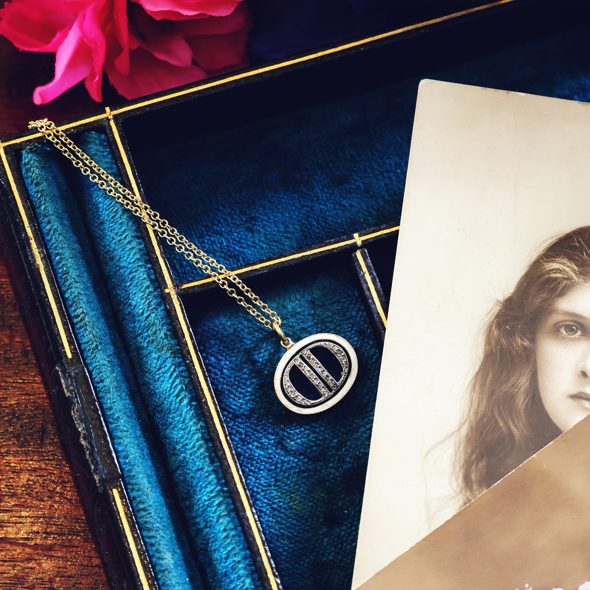 Vintage Diamond set 'D.D' Initial Necklace