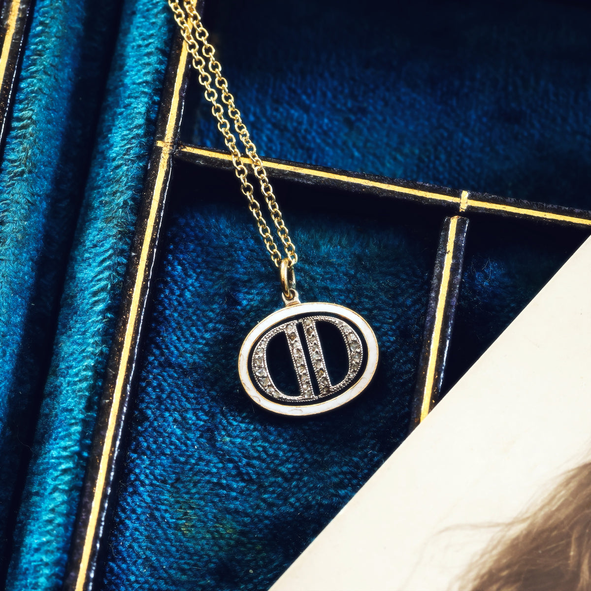 Vintage Diamond set 'D.D' Initial Necklace