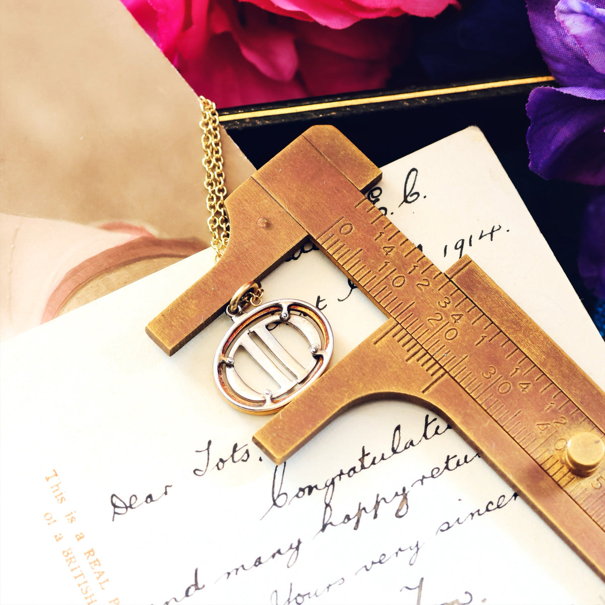 Vintage Diamond set 'D.D' Initial Necklace