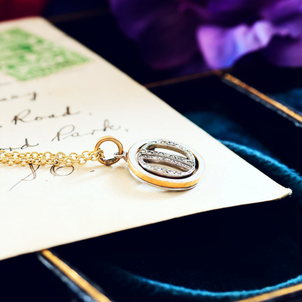 Vintage Diamond set 'D.D' Initial Necklace