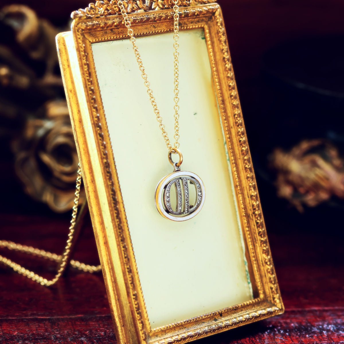 Vintage Diamond set 'D.D' Initial Necklace