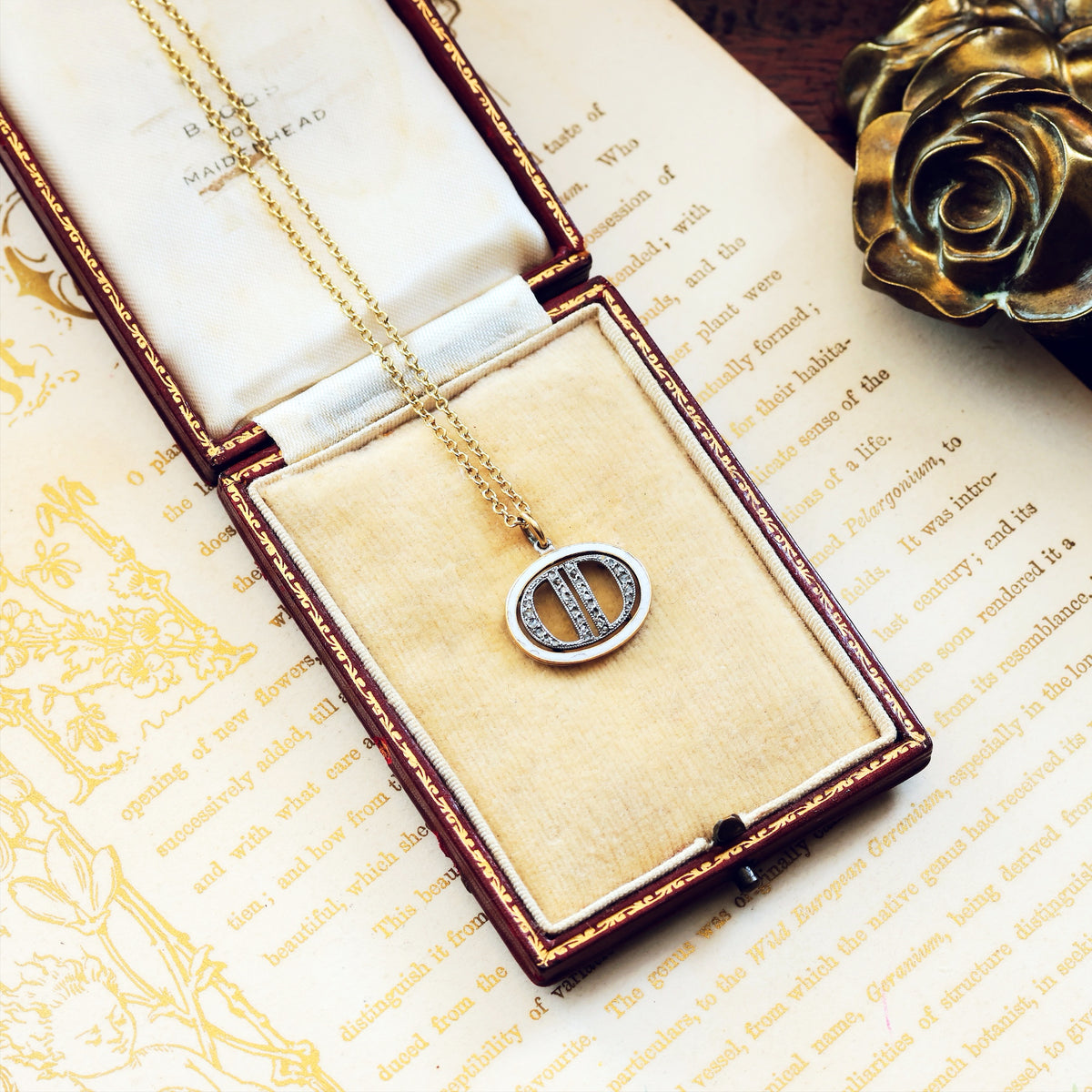 Vintage Diamond set 'D.D' Initial Necklace