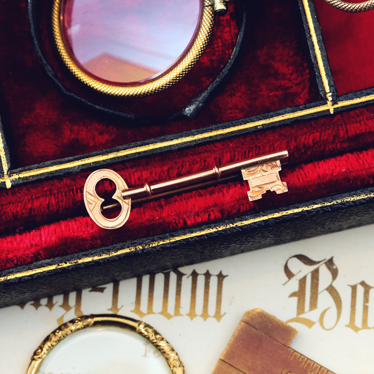 Antique Gold Key to my Heart Brooch