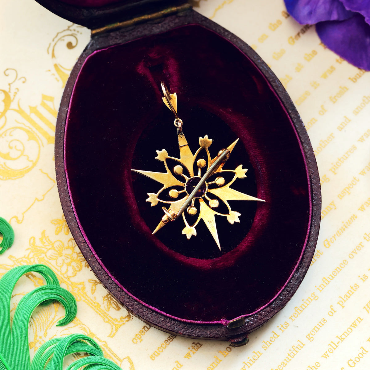 Victorian Amethyst & Seed Pearl Star Pendant