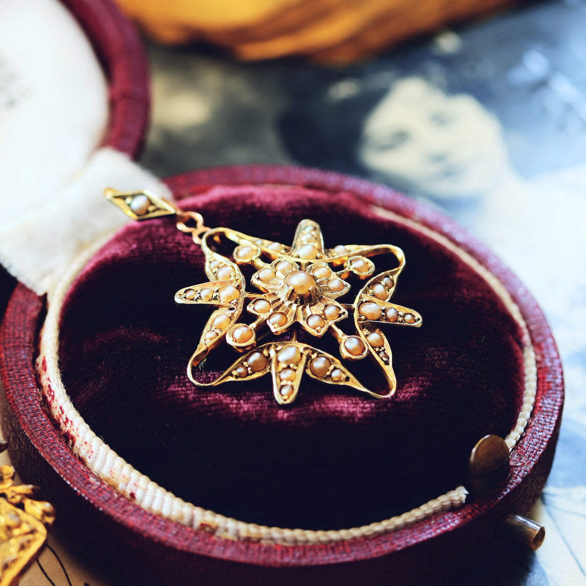 Victorian Seed Pearl Convertible Star Pendant/Brooch