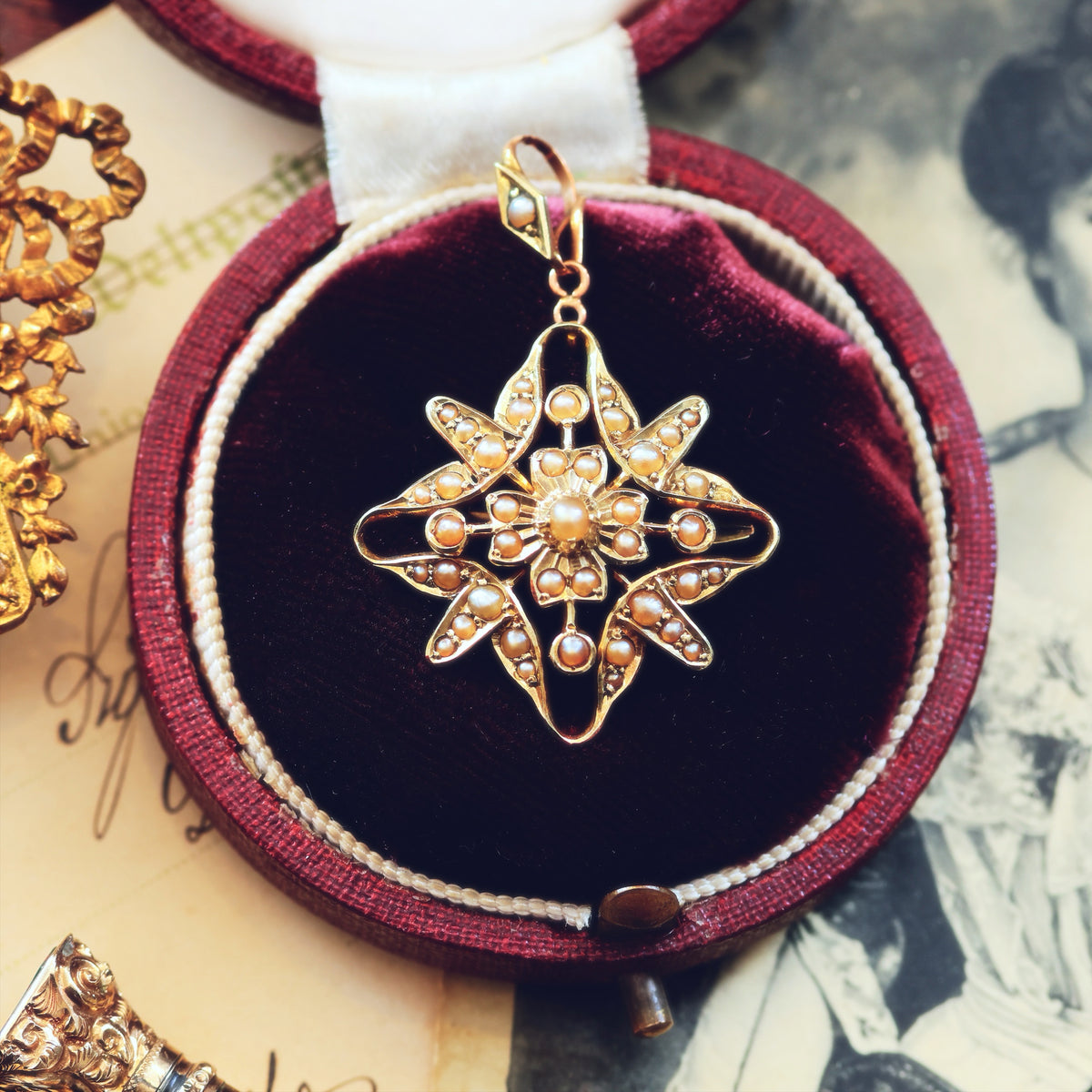 Victorian Seed Pearl Convertible Star Pendant/Brooch