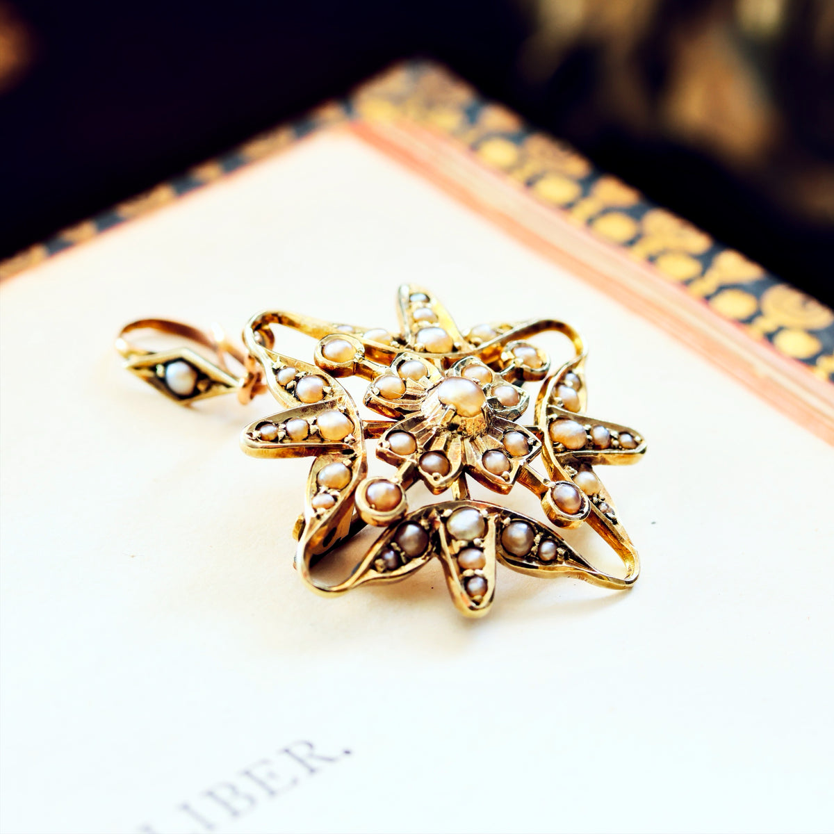 Victorian Seed Pearl Convertible Star Pendant/Brooch