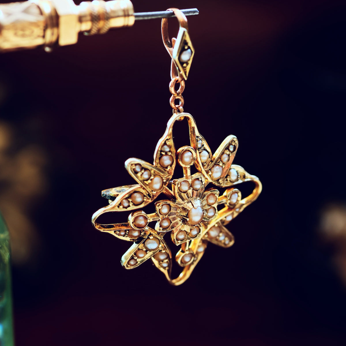 Victorian Seed Pearl Convertible Star Pendant/Brooch